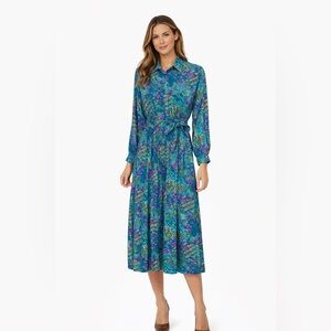 Leslie Fay vintage Teal and Purple Long Sleeve Dress